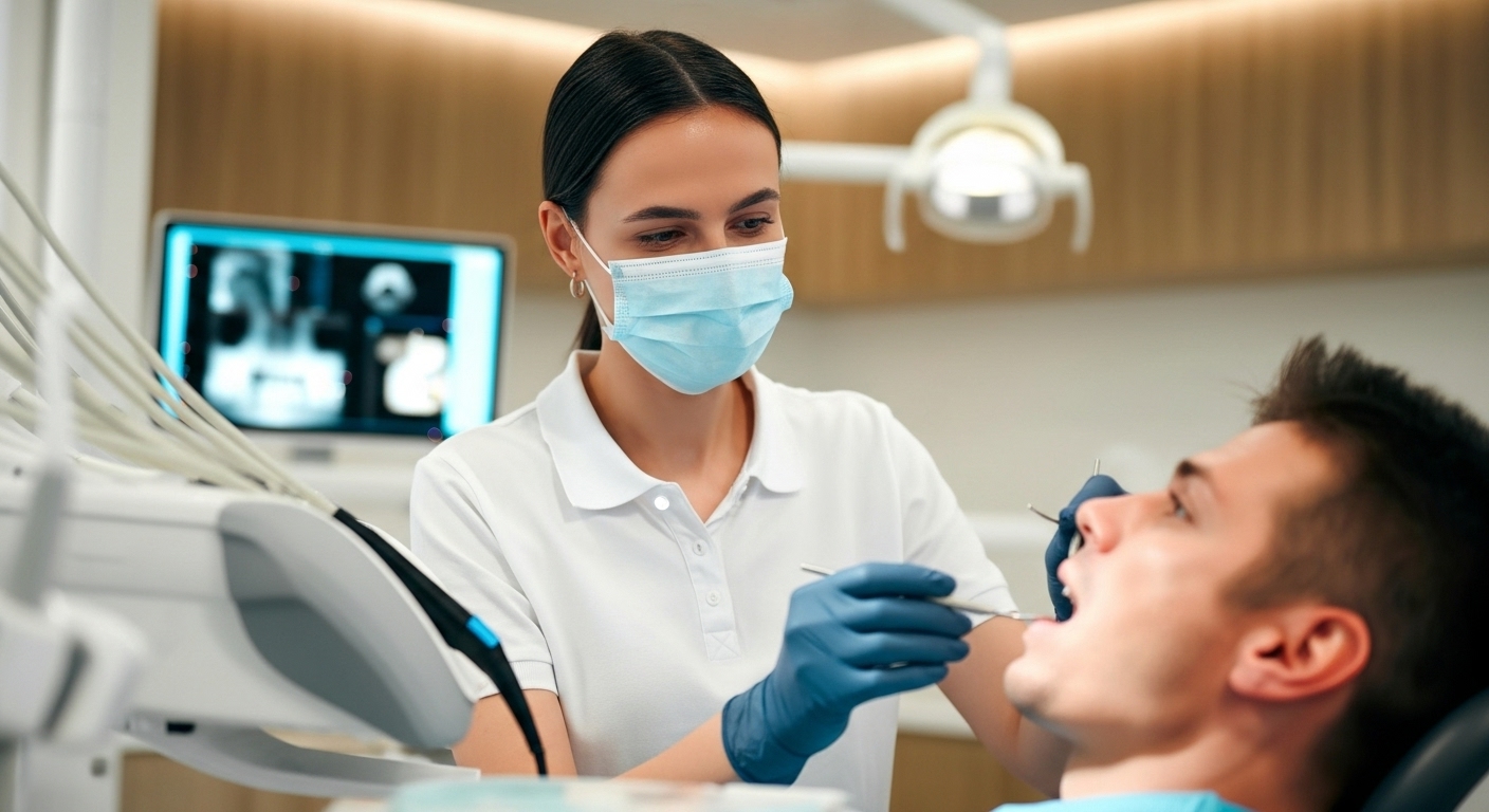 Dentista atendendo paciente
